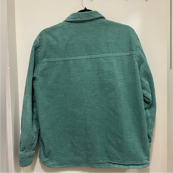 H&M Cotton Corduroy Turquoise/Teal Shacket Oversized Size Small - Picture 2 of 5